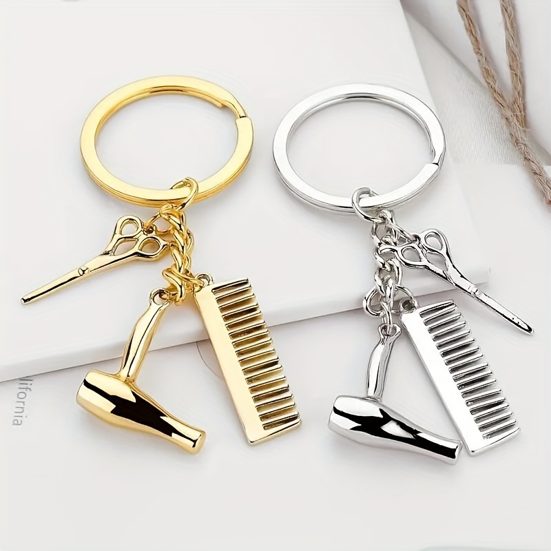 

Hairstylist Keychain, Essential Hair Dryer, Scissors, Comb Ornaments, Hairdresser Interior Accessories, Keyring Gifts