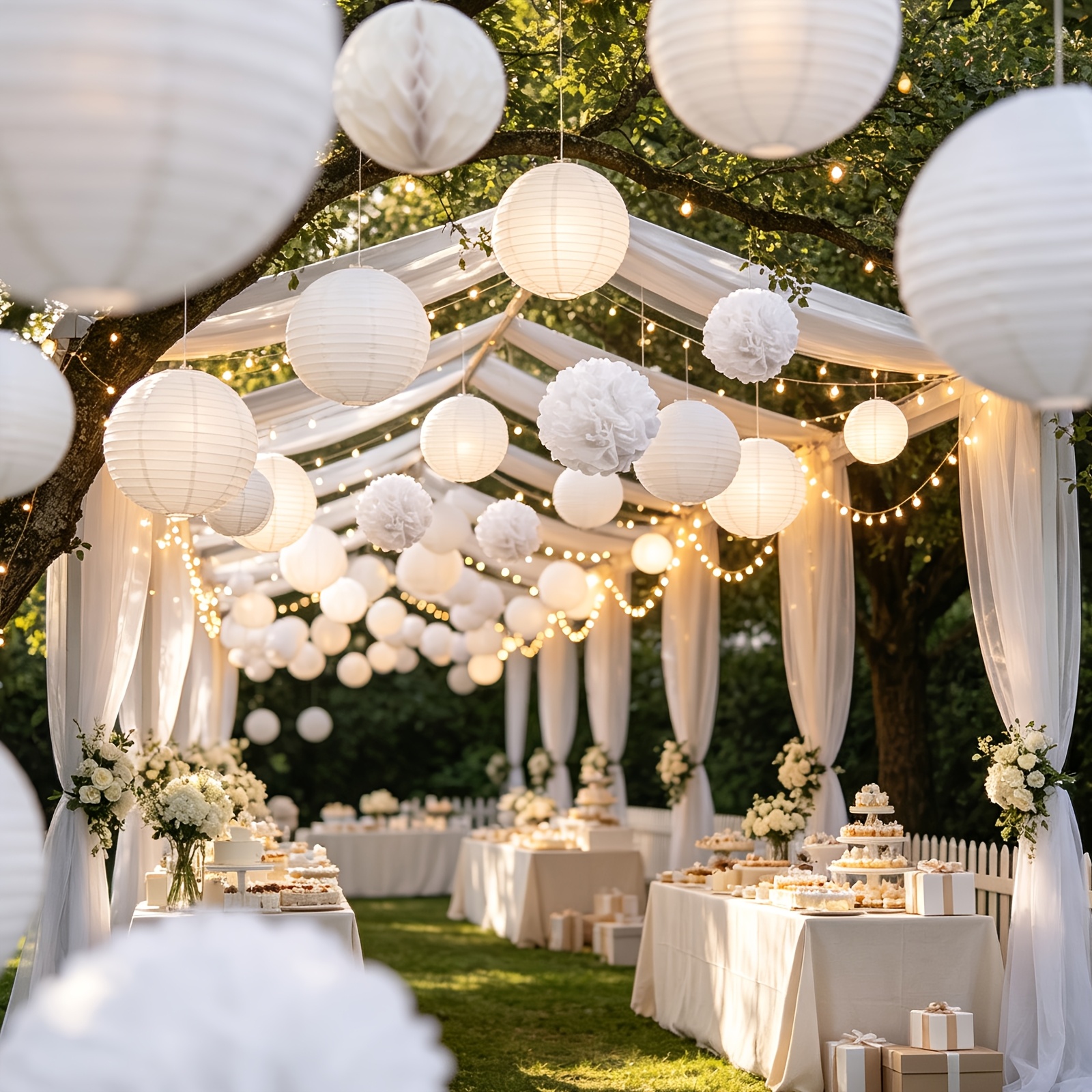 TEMU 16pcs Paper Ball Lantern Honeycomb Sphere Set, Minimalist Wedding Gender-neutral Baby Shower Decoration