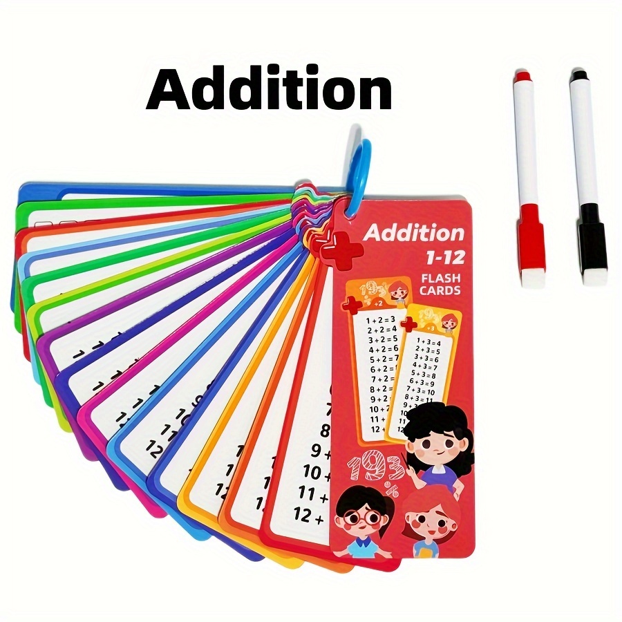 Math Cards, Addition Subtraction Multiplication Division Fraction Recognition Math Memory Flashcards, Learning Toys