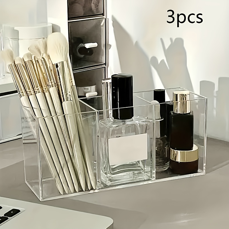 WEBEEDY Acryl-Stiftständer Set – 3 Stück, Transparent, Für Stifte, Pinsel & Bastelzubehör