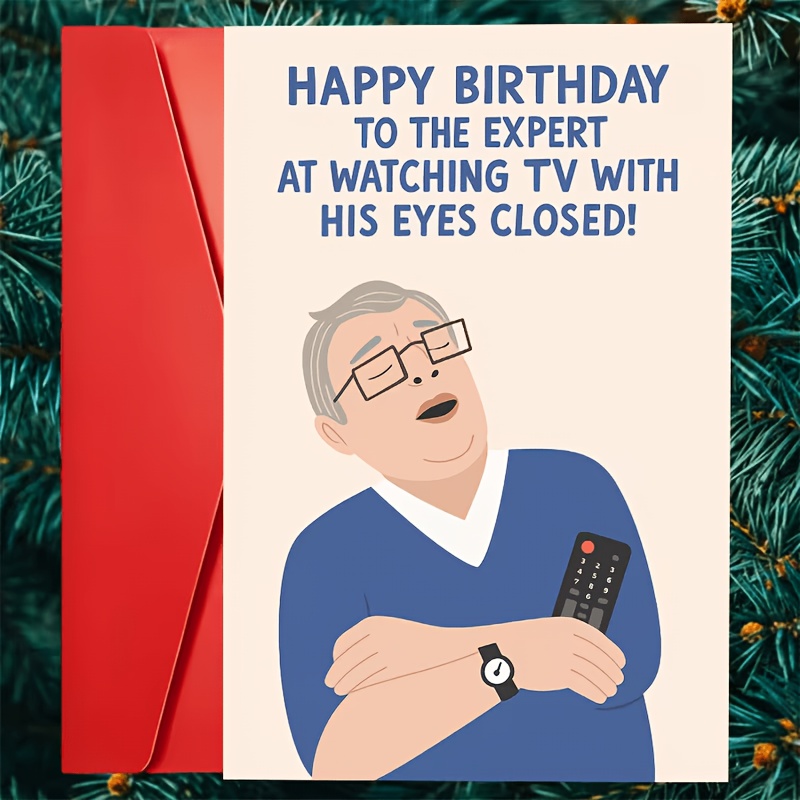 funny birthday card for people who love watching tv with their   humorous greeting card   dad grandpa or husband birthday celebration gift