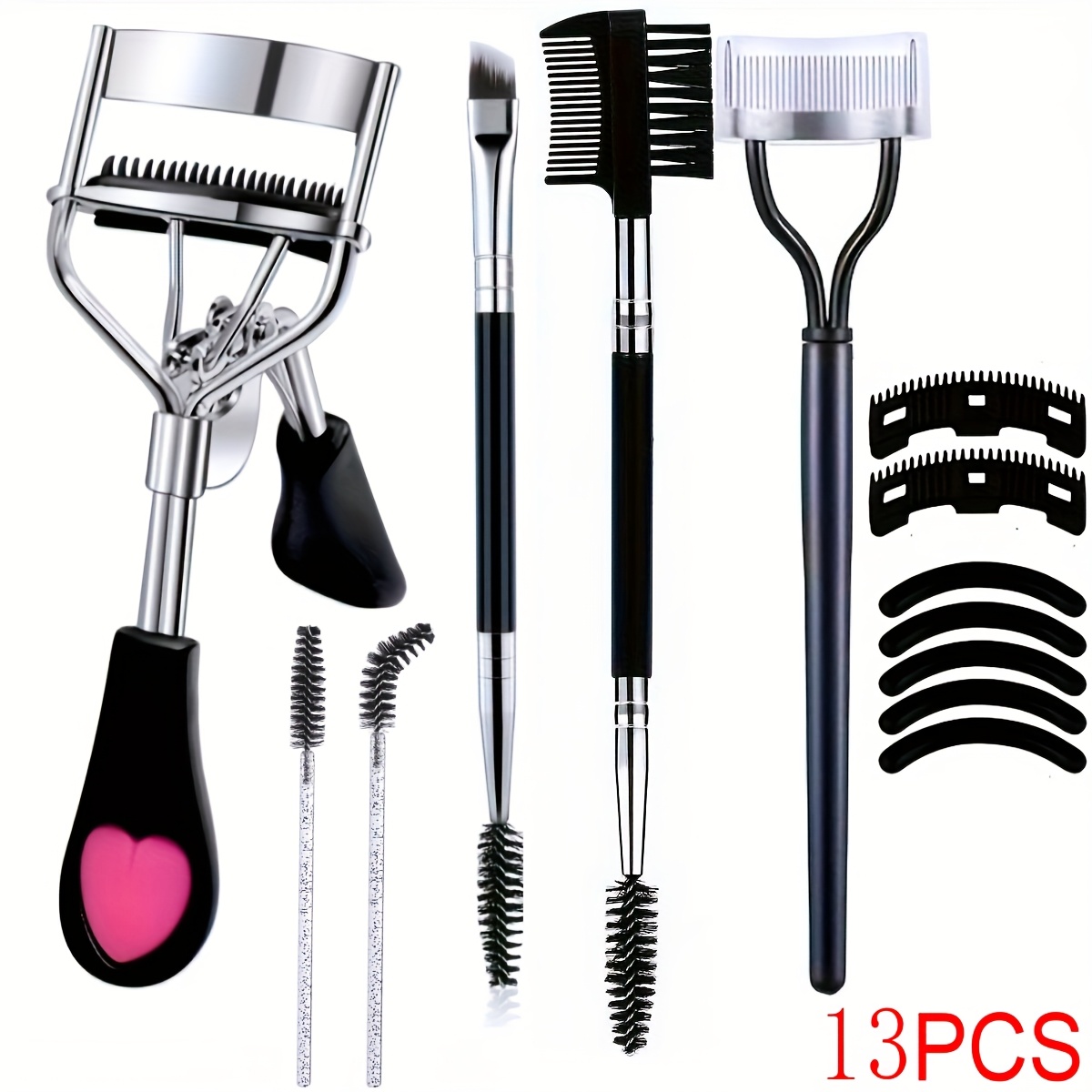 TEMU Recourbe-cils, Set de Brosse à Sourcils pour Femmes, Recourbe-cils avec Peigne, Séparateur de Cils et Peigne, Pinceau Mascara 3-en-1, Brosse et