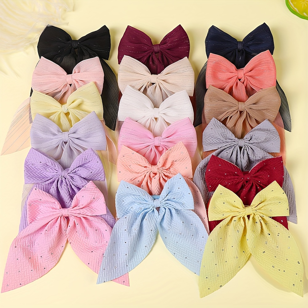 

7/11/18 College Style Bow Hairpin Set - Cute Multi-functional Hair Accessories, Suitable For Teens And Adults, Polyester Woven Bows