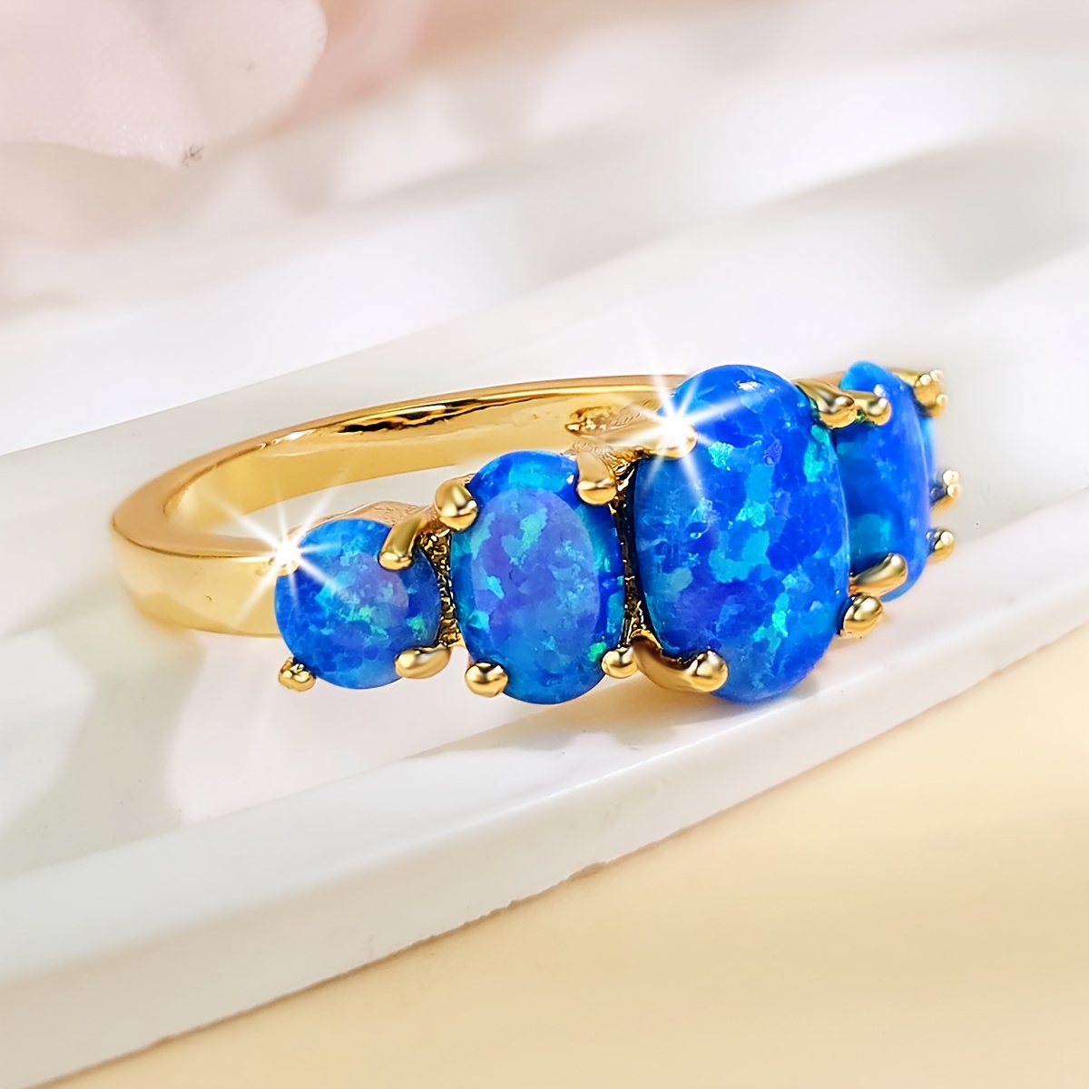 18K Golden Plated Opal Ring for Women