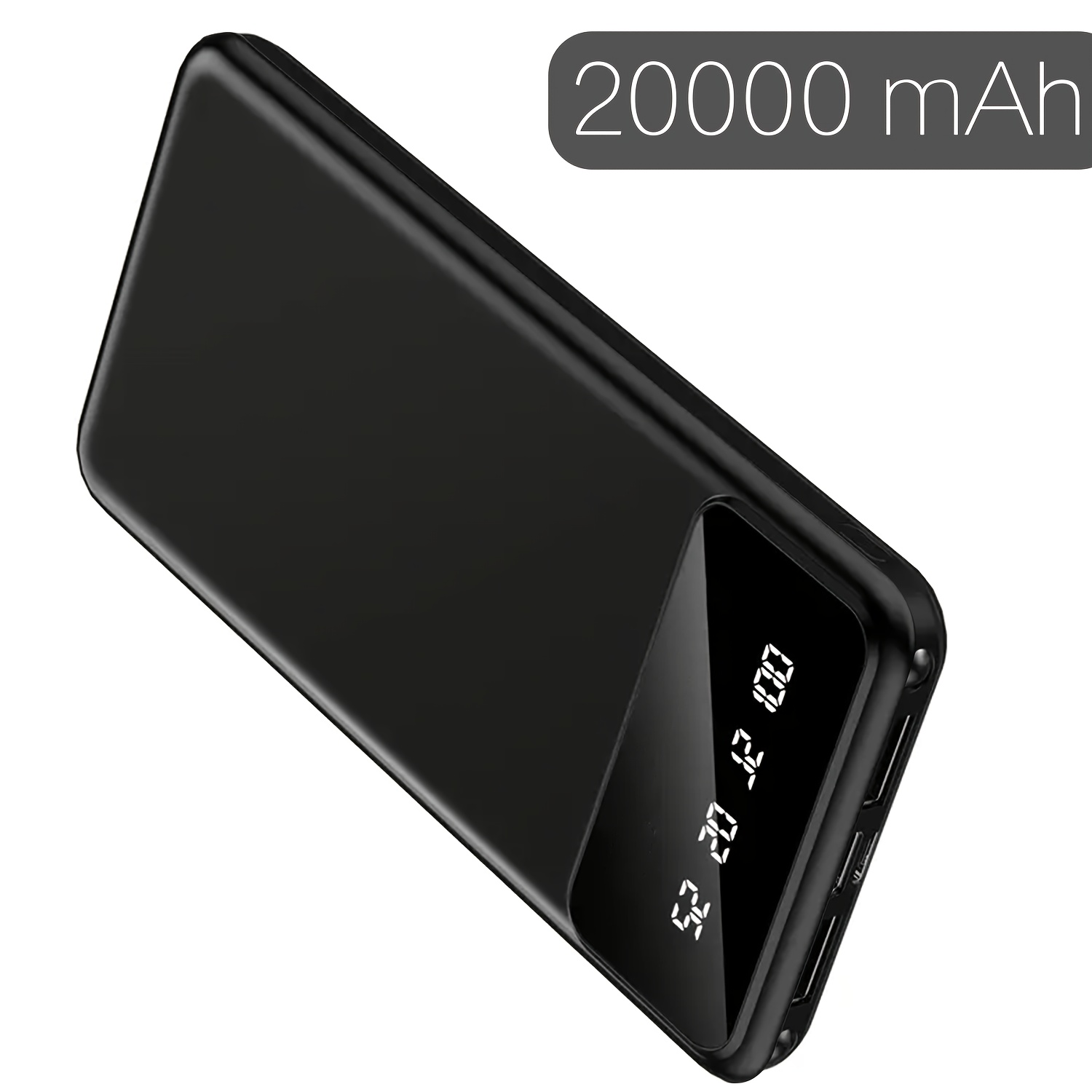 Image of 10000/20000mah Premium Bank, Portable External Battery With Led Digital Display And Dual Output Ports, Black And White , Universal Multi-device Charger, Easy To Carry Daily, 11.2w Output