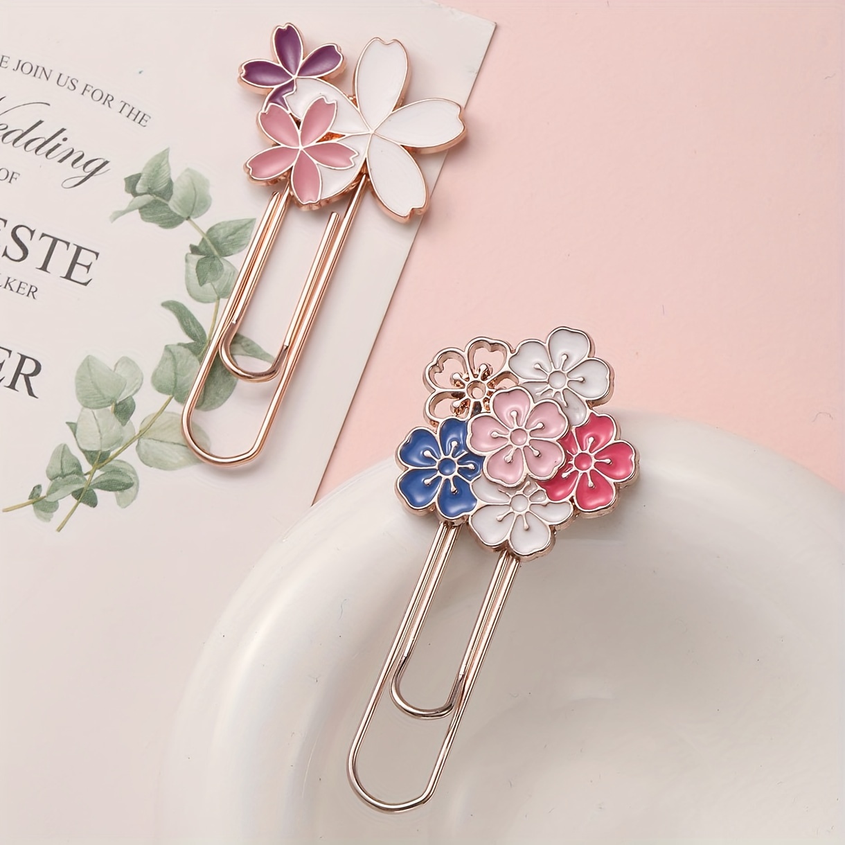 4 pcs set flower clip bookmark iron material   organizing your books