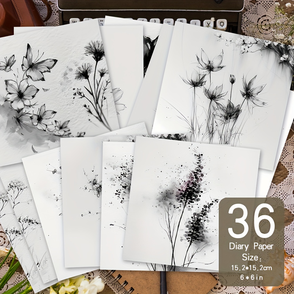 E-shop 36 Blatt Papier, '', Tagebuch Scrapbooking Zubehör, Hintergrund für Alben, Basteln, Kartenherstellung und Journaling, Dekoratives gerades