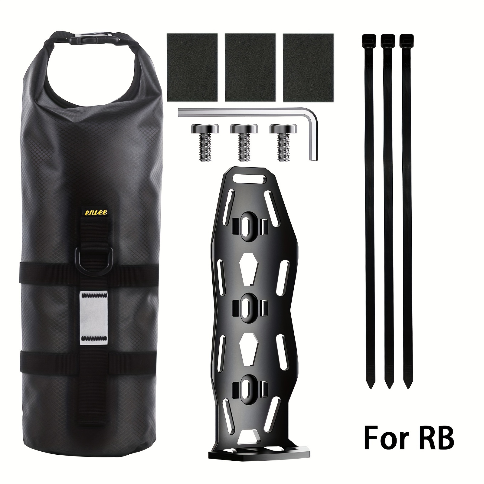 Image of 1 Bicycle Fork Waterproof Bag And Fixed Seat Set, Mountain Bike Road Bike Bag And Fixed Seat Set, 3l Capacity Tpe Material Waterproof Bag With Reflective Strip, Free Fixed Screws And Straps