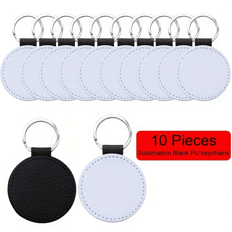 E-shop DIY Wärmeübertragungs-Schlüsselanhänger aus PU-Leder bedruckbar für Geschenke Basteln Unisex Valentinstag Weihnachten Thanksgiving 10 Stück