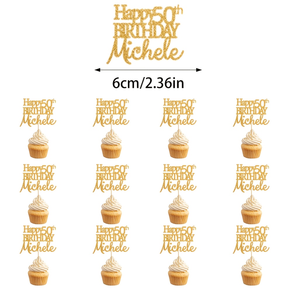 TEMU 20pcs Customized Colorful Birthday Cupcake Plugins, Supporting Custom Names And Ages, Suitable For Birthday Parties, Anniversary Parties, Theme