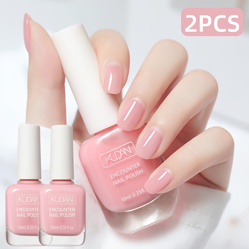 TEMU 2 Bottles Cute Light Nail Polish 0.35 Fl Oz Each No-bake No Lamp Needed -off Removal Quick-dry Long-lasting Adorable For And Daily Or Date