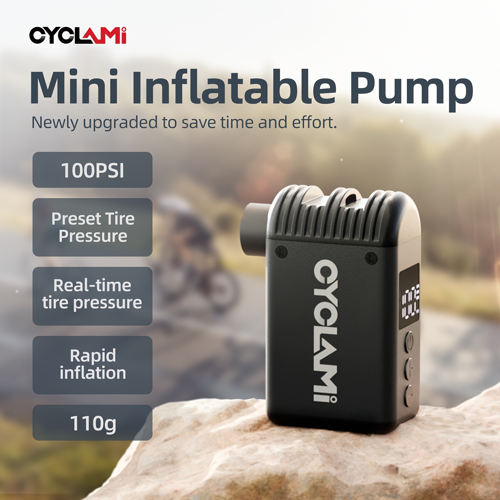 *. * Mini-Fahrradpumpe, leicht und * fr Rennrad und Mountainbike, mit  voreingestelltem Reifendruck, automatischer Unterbrechung, intelligentem  Digitaldisplay fr schnelles Nachfllen des Luftdrucks