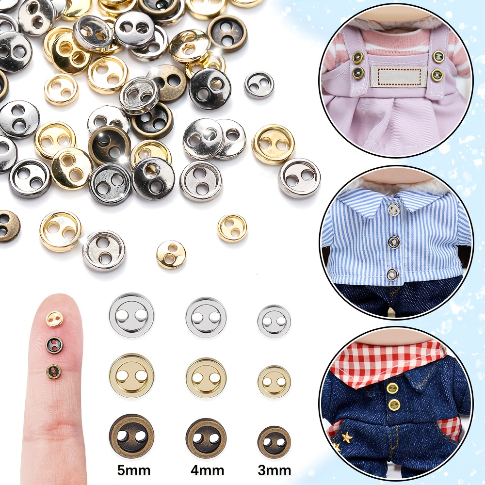 30pcs of 3   metal buttons double hole mini round buttons for handmade doll sewing