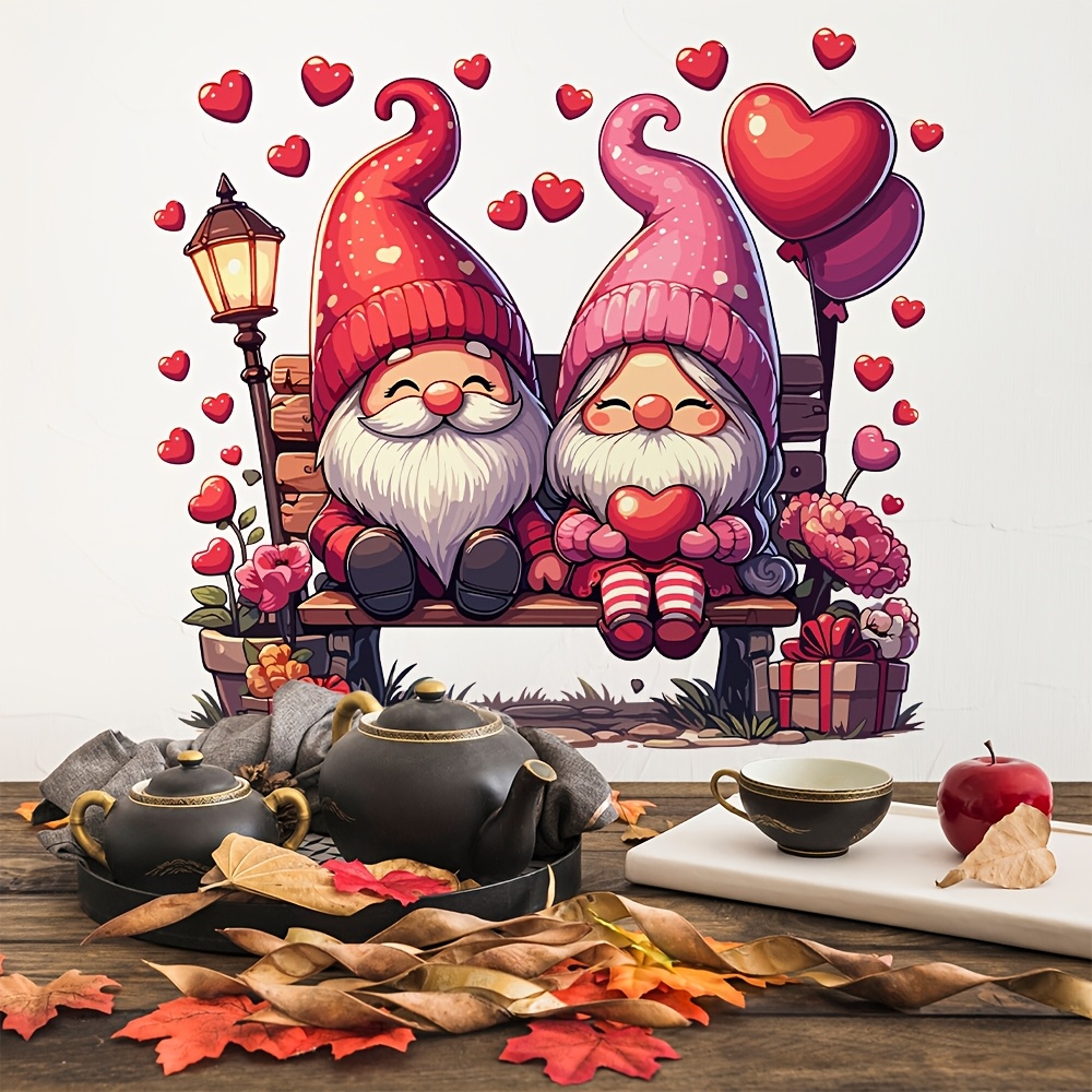 

1/2/3pcs Valentine's Day Gnome Old For Man Couple Wall Sticker Bedroom Wall Decoration Self-adhesive Sticker