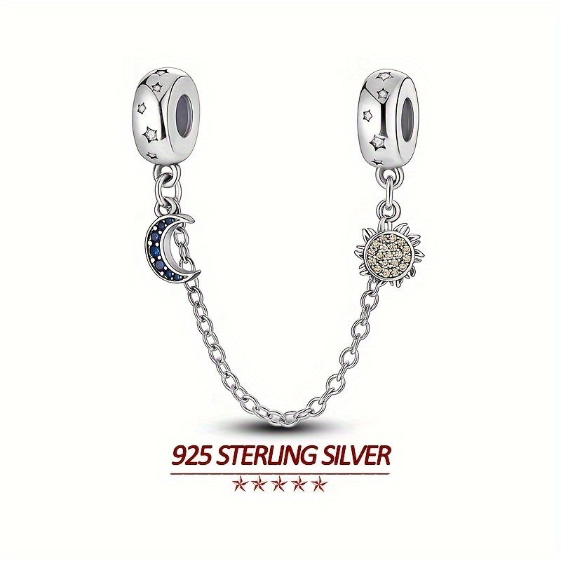 

Original 925 Sterling Silver High Quality Secure Chain Charms Fits Original Brand Bracelet Class Style Zircon Pavé For Women's Jewelry Party Gifts