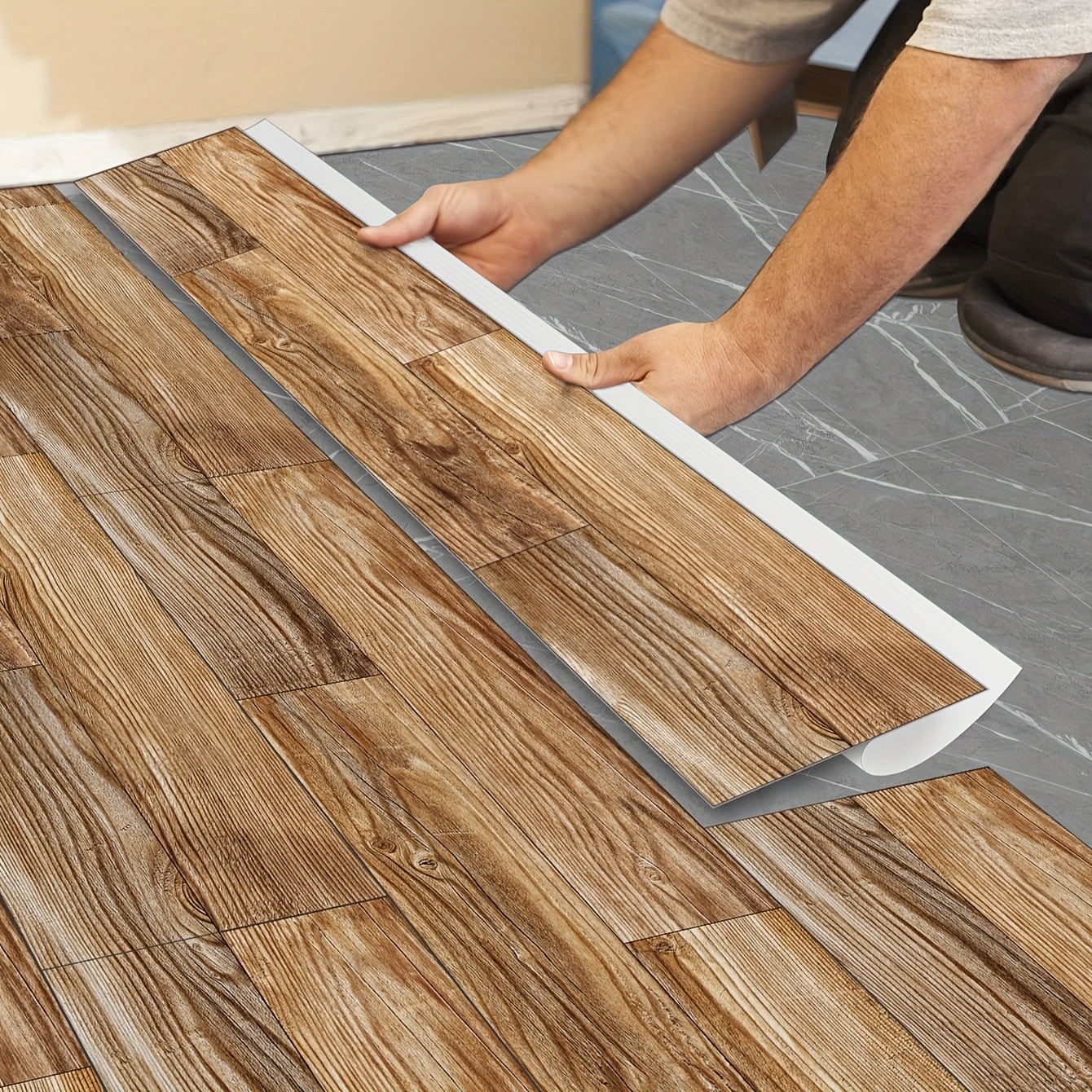 2 10pcs vintage wood grain pvc floor stickers peel and stick tile overlay   and waterproof suitable for bathroom and kitchen balcony   wall and floor decoration 6 x 35 inch