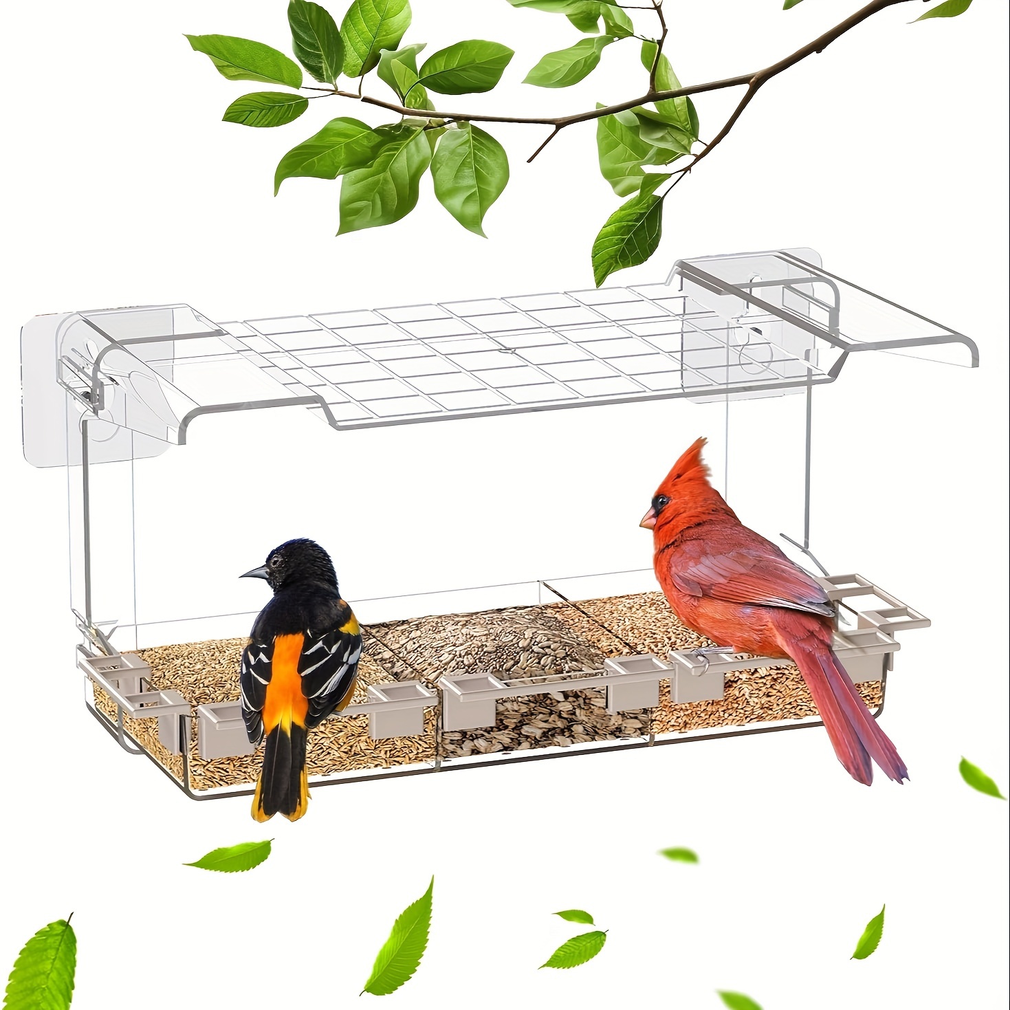 

Window Bird Feeder, Clear Bird Feeder With 5 Bird Stand And Strong Adhesive Hook For Outdoors