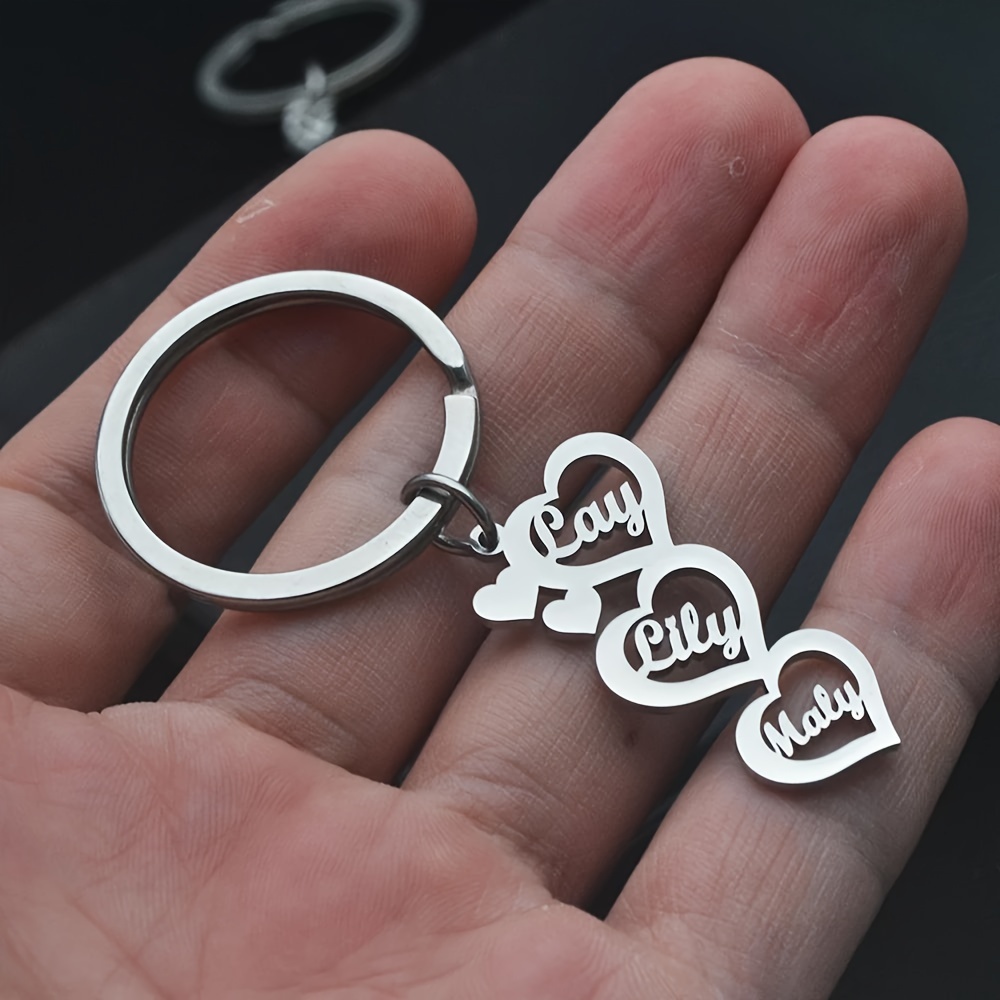 TEMU Customized Family Name Keychain, Personalized Love Keychain, Stainless Steel Multi-name Pendant Nameplate Keychain, Women's Fashion Jewelry, Gift For Her