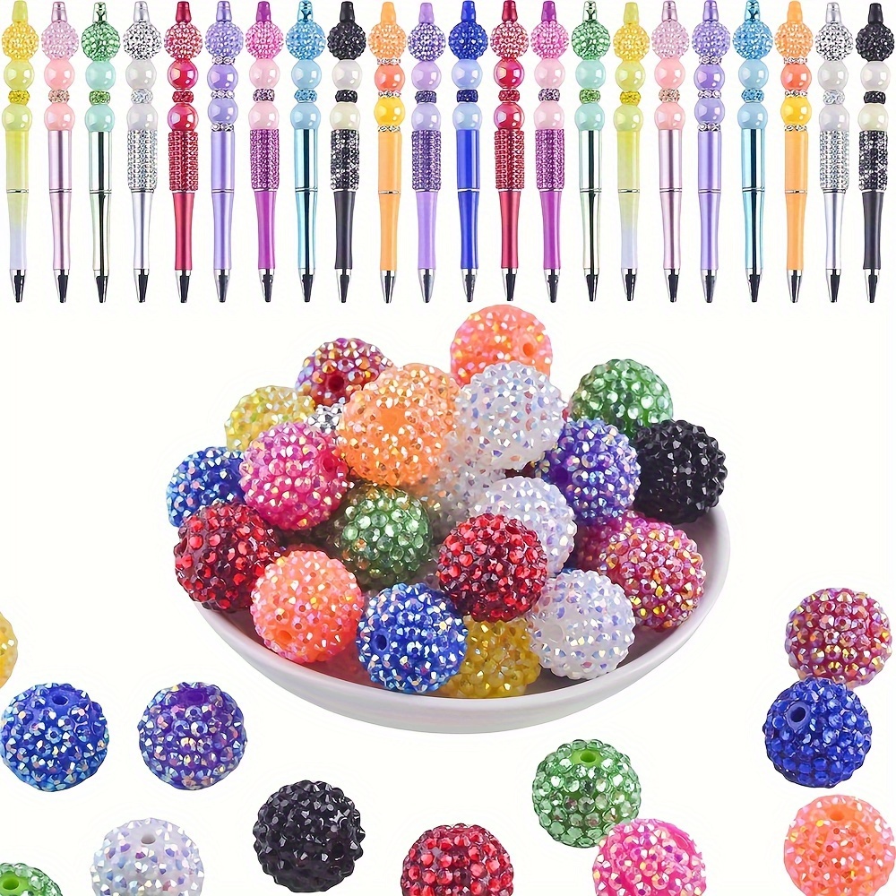 

12pcs 20mm Bubblegum Acrylic Rhinestone Beads For Diy Jewelry Making, Rainbow Pearl Pens, Keychain & Bag Chain Decorations Charms For Jewelry Making Beads For Jewelry Making