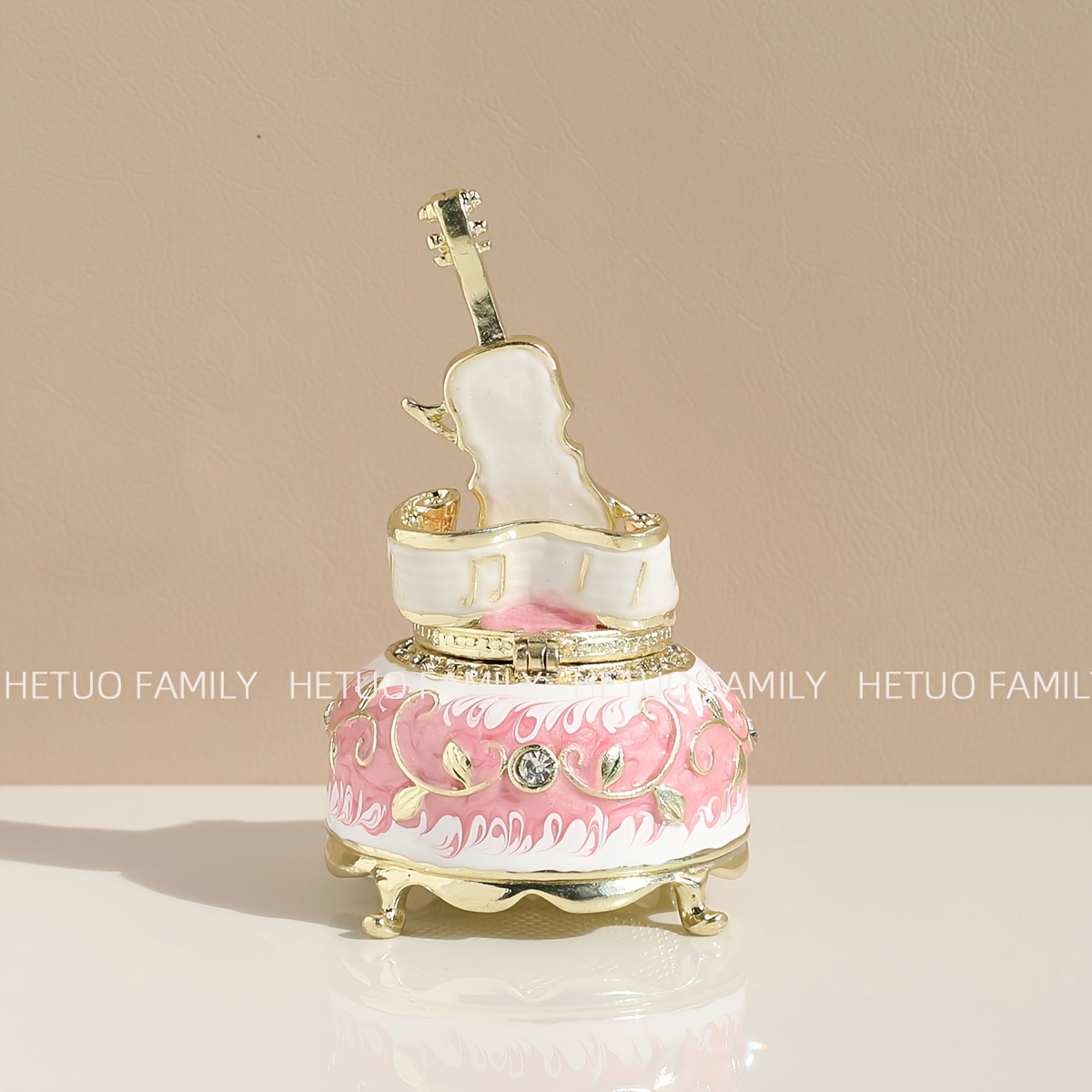 Vintage-Inspired Violin Enamel Jewelry Box