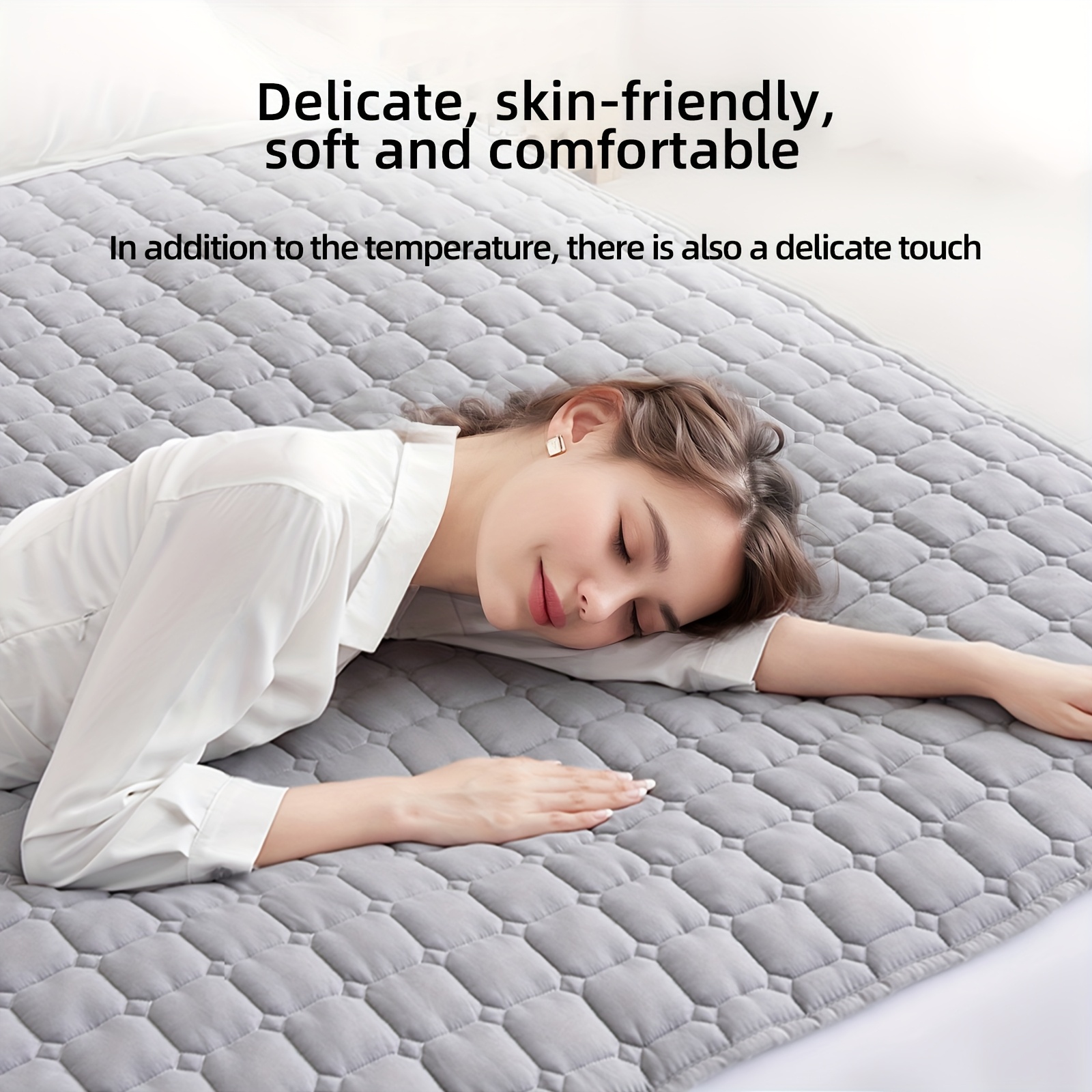 1pc electric heating blanket fast heating       protection ultra   operation soft light beige friendly heating pad   plug 110v ideal for   nights bedroom living room office modern   heating mattress pad bedroom     accessory Product details 0