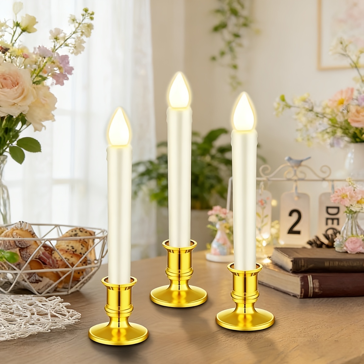 24-Pack Plastic Taper Candle Holders for Flameless Candles