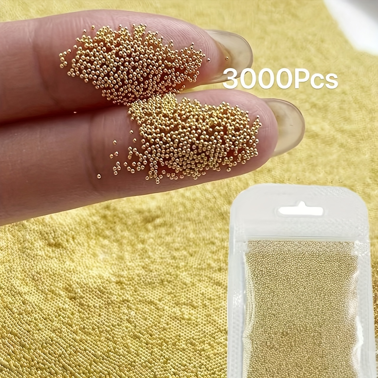 Image of 3000pcs Mini Nail Caviar Beads, Nail Art Golden Silvery Round Steel Ball Beads, Nail Design Caviar Beads For Nail Decoration Additions