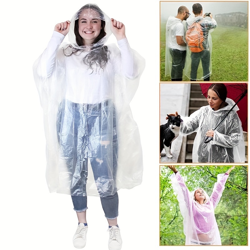 

5pcs Disposable Waterproof Raincoat, Outdoor Hiking Mountain Travel Emergency Transparent Portable Adult Poncho