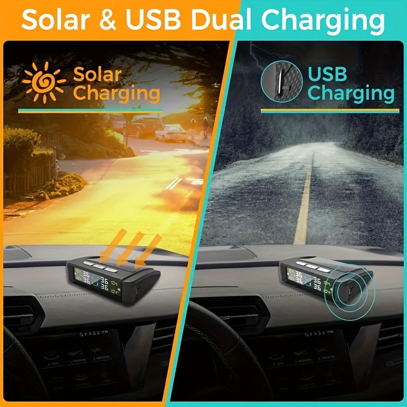 Solar USB TPMS Monitor with 4 External Sensors product detail image 3