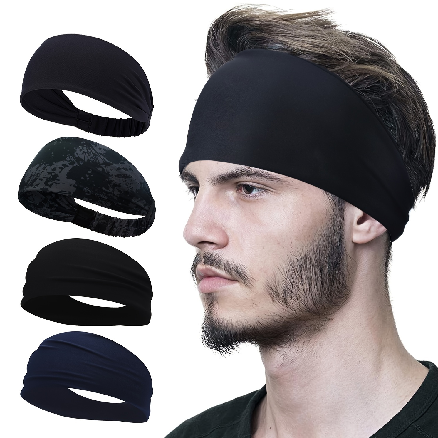 

3pcs Sports Breathable Stretchable Headbands, Unisex Elastic Soft Fabric Sweatband, For Running, Yoga And Gym Fitness, For Men Women