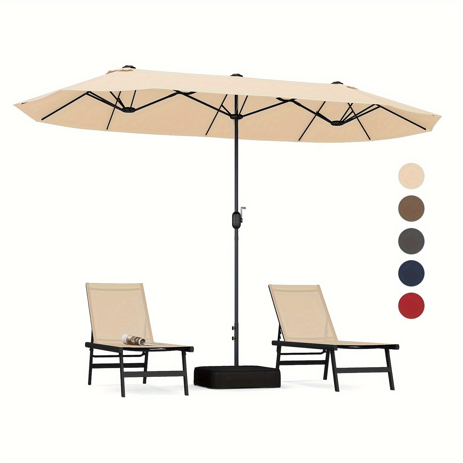 

Costway 1pc, 13ft Double-sided Patio Umbrella (8ft X 13ft), Outdoor Twin Canopy With Crank Handle, Durable Umbrella Base, Safety Lock, Beige Shade, For Garden & Poolside Decor