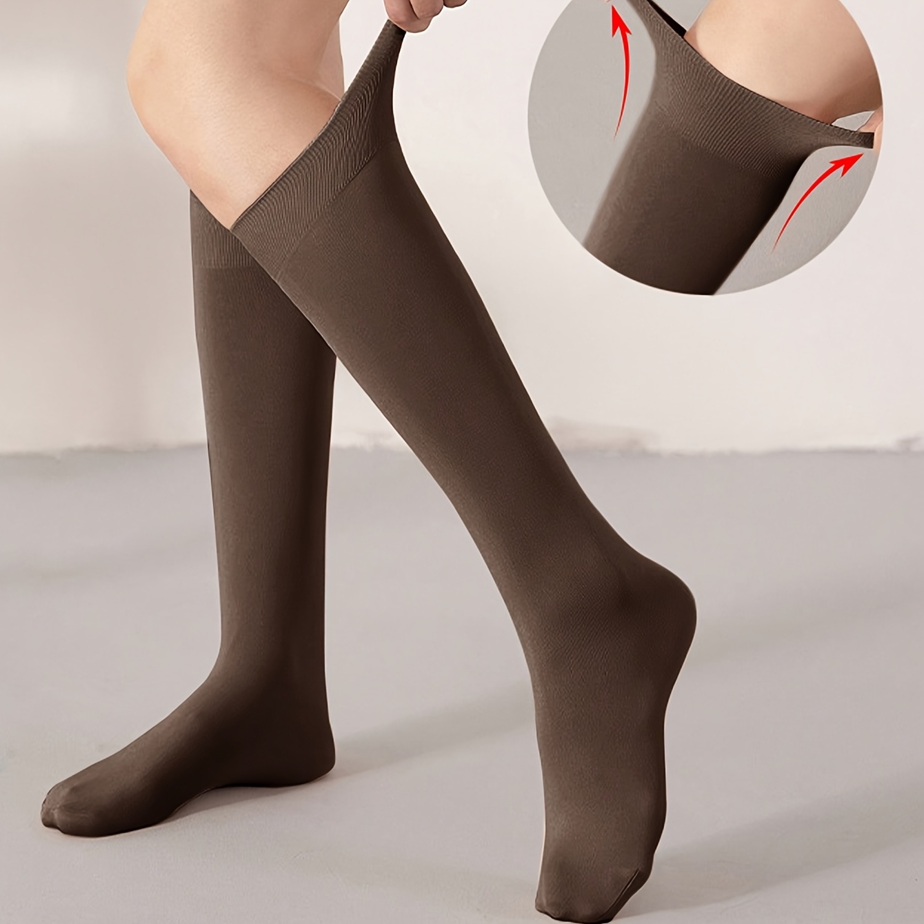 TEMU 1 Pair Women's Casual Solid Color Mid-calf Warm Socks, Preppy Style Literary Leg Warmers