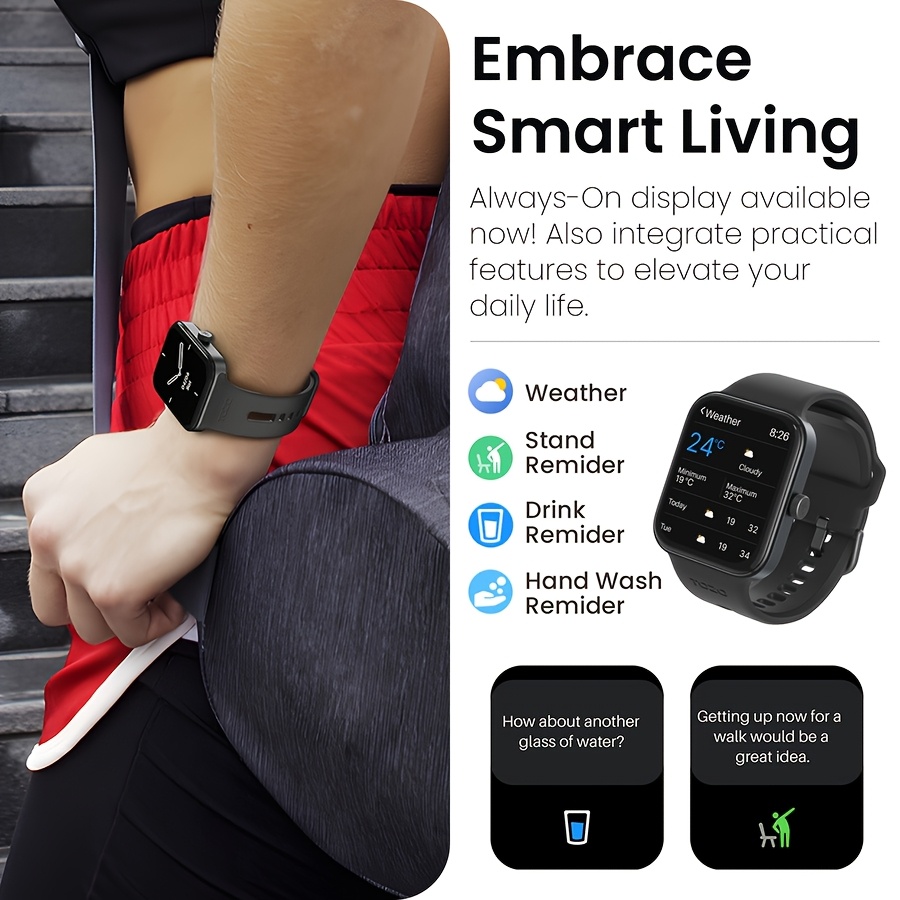 Smartwatch, Men's and Women's Fitness Tracker With Sleep Monitor, 100+ Exercise Modes, USB Charging, Android and iPhone Compatible