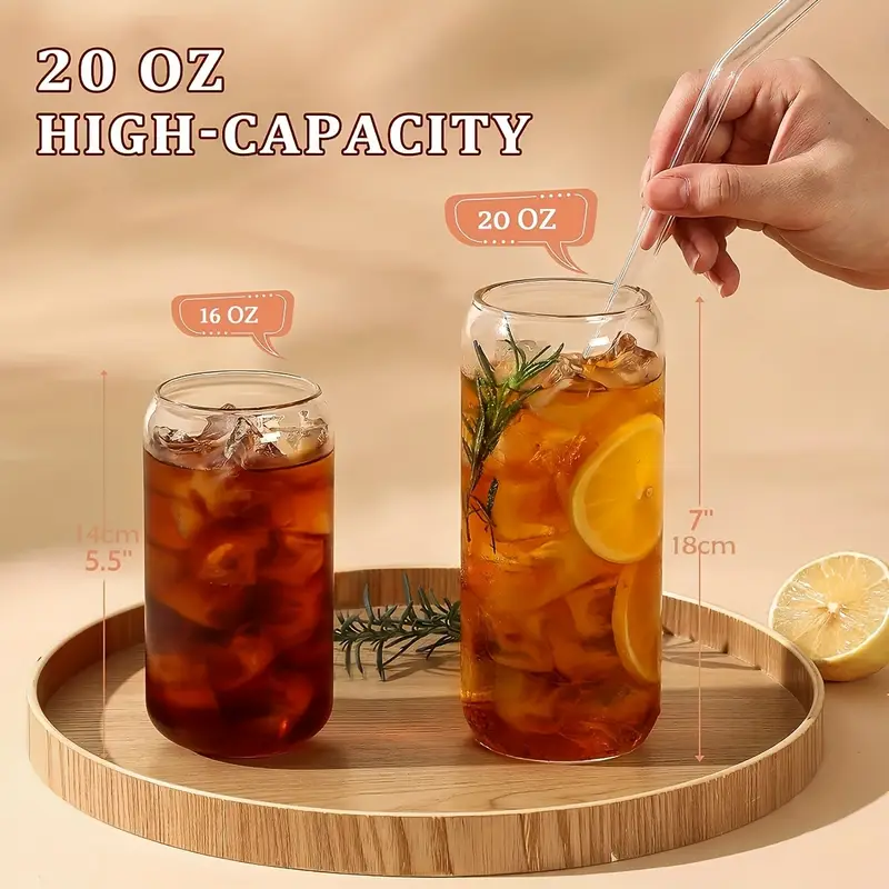8pcs glass set 20oz coffee mug with lid straw mason jar mug glass with bamboo lid cute mug reusable holiday gifts souvenirs bbq drinking mugs Product details 2