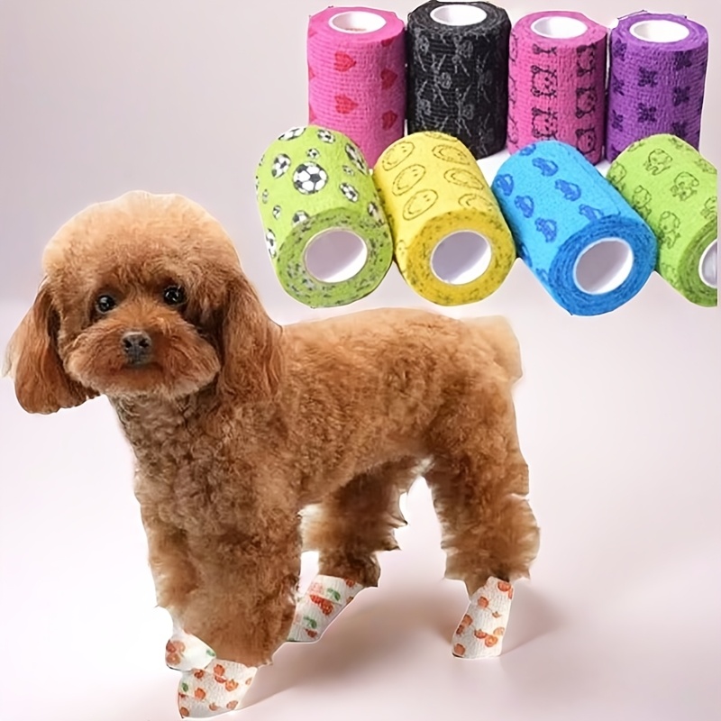 5 Rolls/set, 7.5cm Wide Pet Bandages, Breathable Non-woven Fabric, Dog Wrapping Bandages for Dog Walks, Shoe Covers, Leg Bindings for Dirt and Slip Prevention, Pet Claw Covers for Indoor Floor Protection, Suitable for All Dog Sizes - Image 4