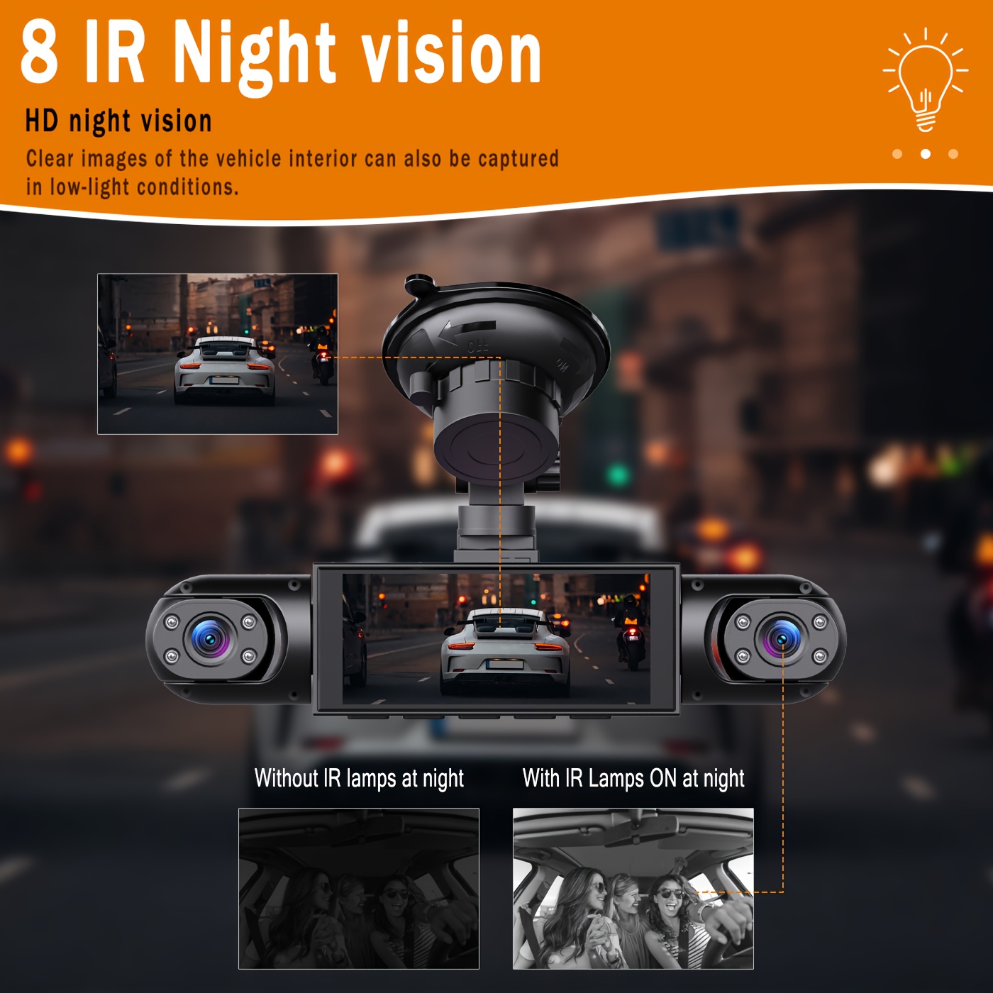 360° 4-Channel 1080P Ultimate Security Dash Cam Kit, 1080P Front & 720P Left Right Rear, Super Night Vision, WDR, G-Sensor, Loop Recording, Optional Memory Card & Lens - Black Box for Safe Driving.