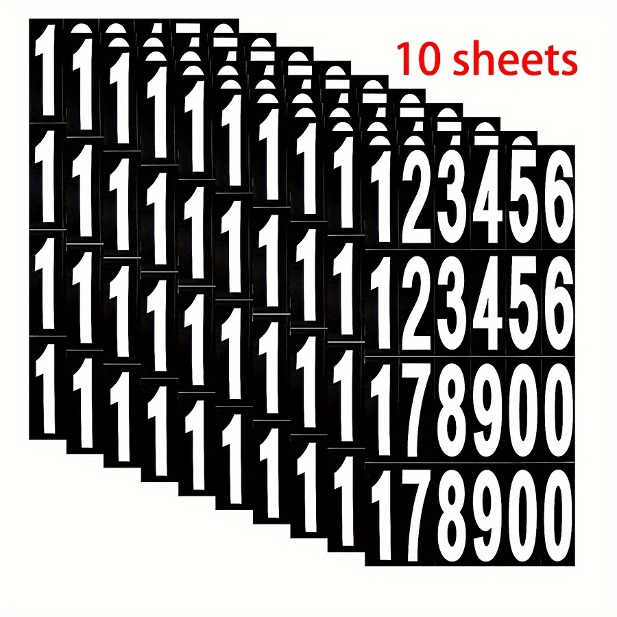 Image of 240pcs/10sheets 3inch Large Digital Stickers, Self-adhesive Waterproof Office Stickers, Suitable For Offices, Schools, And Homes, Used For Mailbox And Door Signs
