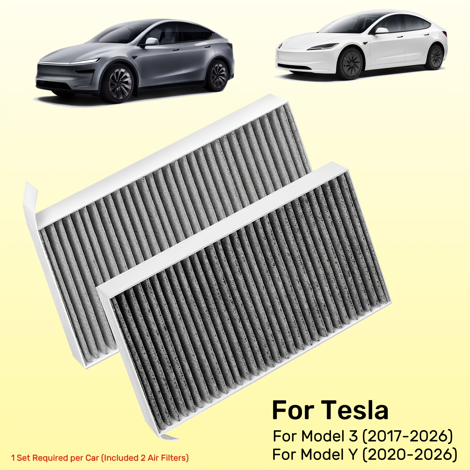 TEMU 2pcs Cabin Air Filter With Activated Carbon For For Model 3 (2017-2026), For (2020-2026), Air Replacement Car Accessories, Replacement