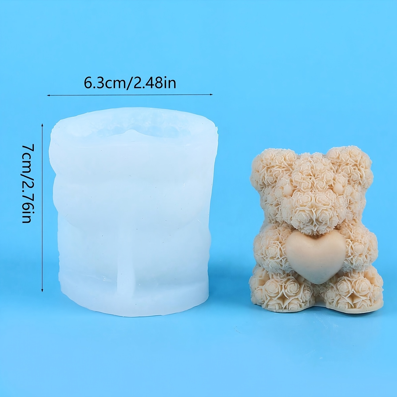 E-shop 1 Stück Kerzenform, 3D Rose Bär Kerzen Silikonform, Valentinstag Geschenk, Frauen Geschenk, Geburtstagsgeschenk, Muttergeschenk, Geschenk,