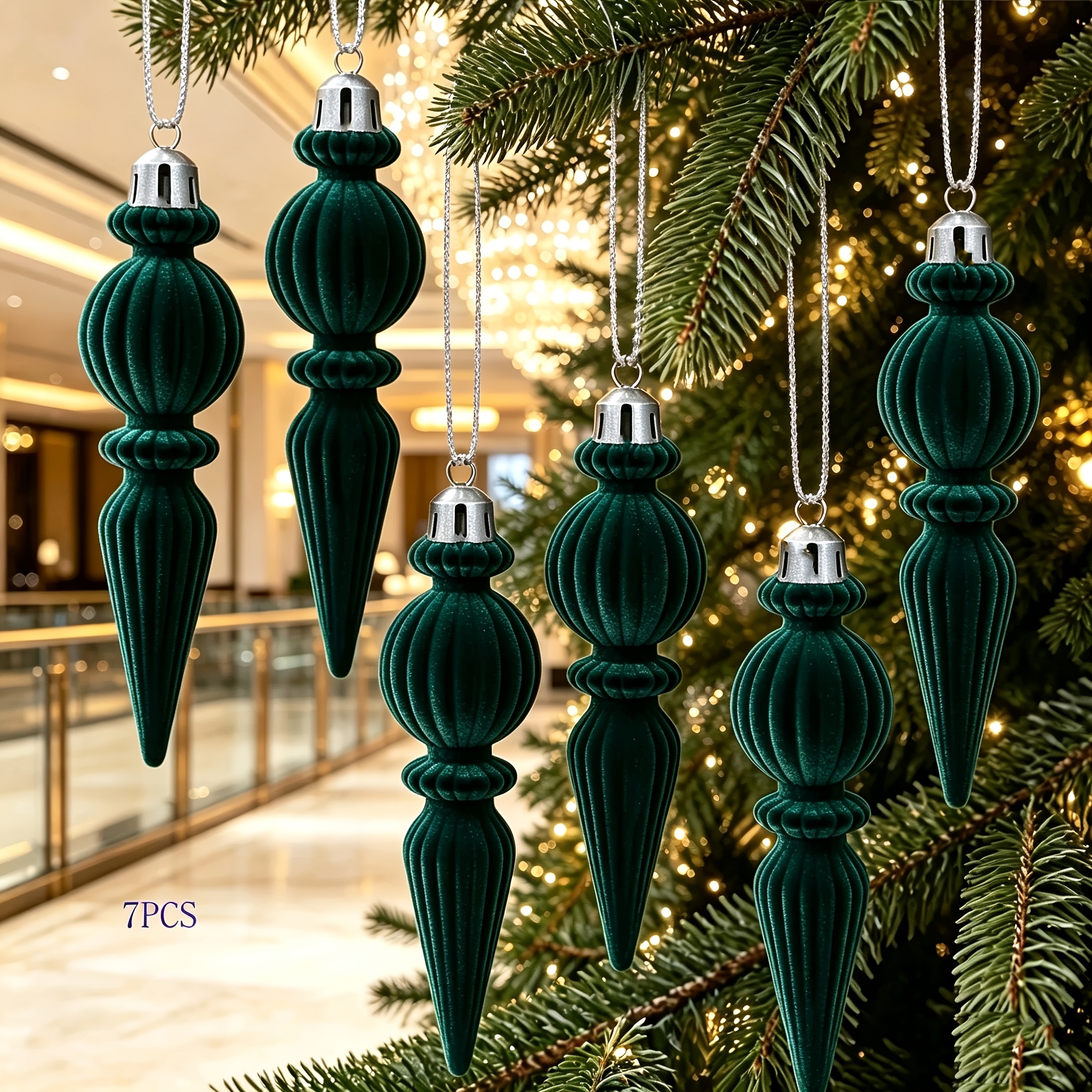 TEMU 7pcs Large Plush Christmas Ball Set Irregular Ornaments Christmas Tree Decorations Hanging Balls Holiday Balls Window