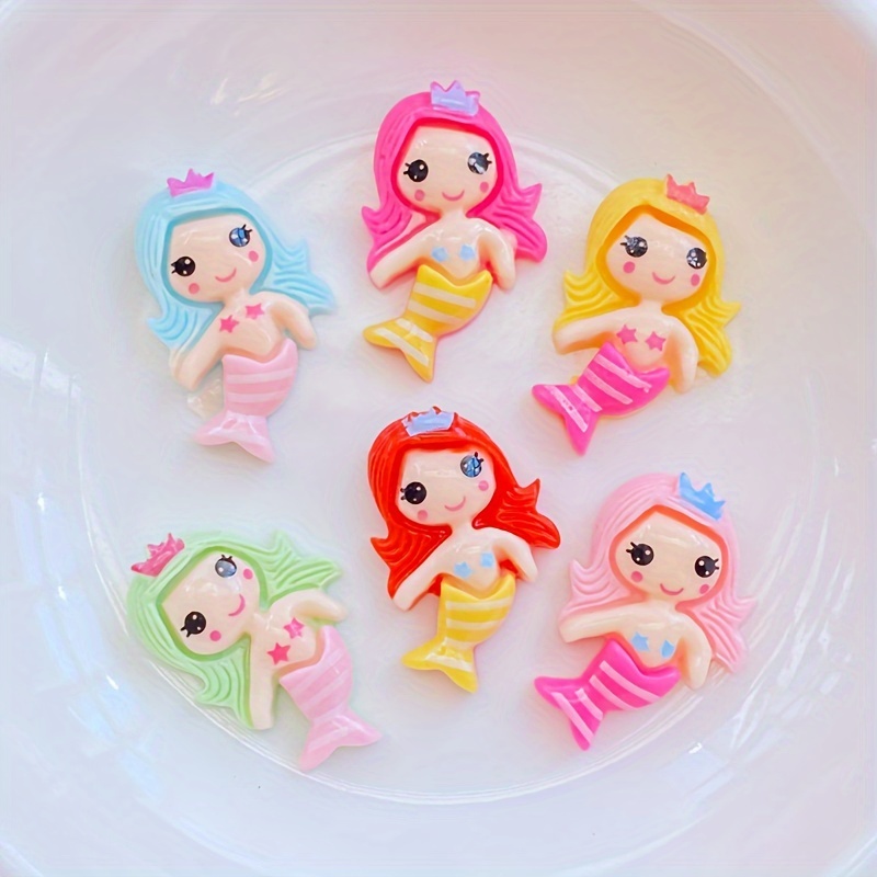 

20pcs Mixed Cartoon Mermaid Resin Charms Set, Flatback Cabochon Ornaments For And Crafts