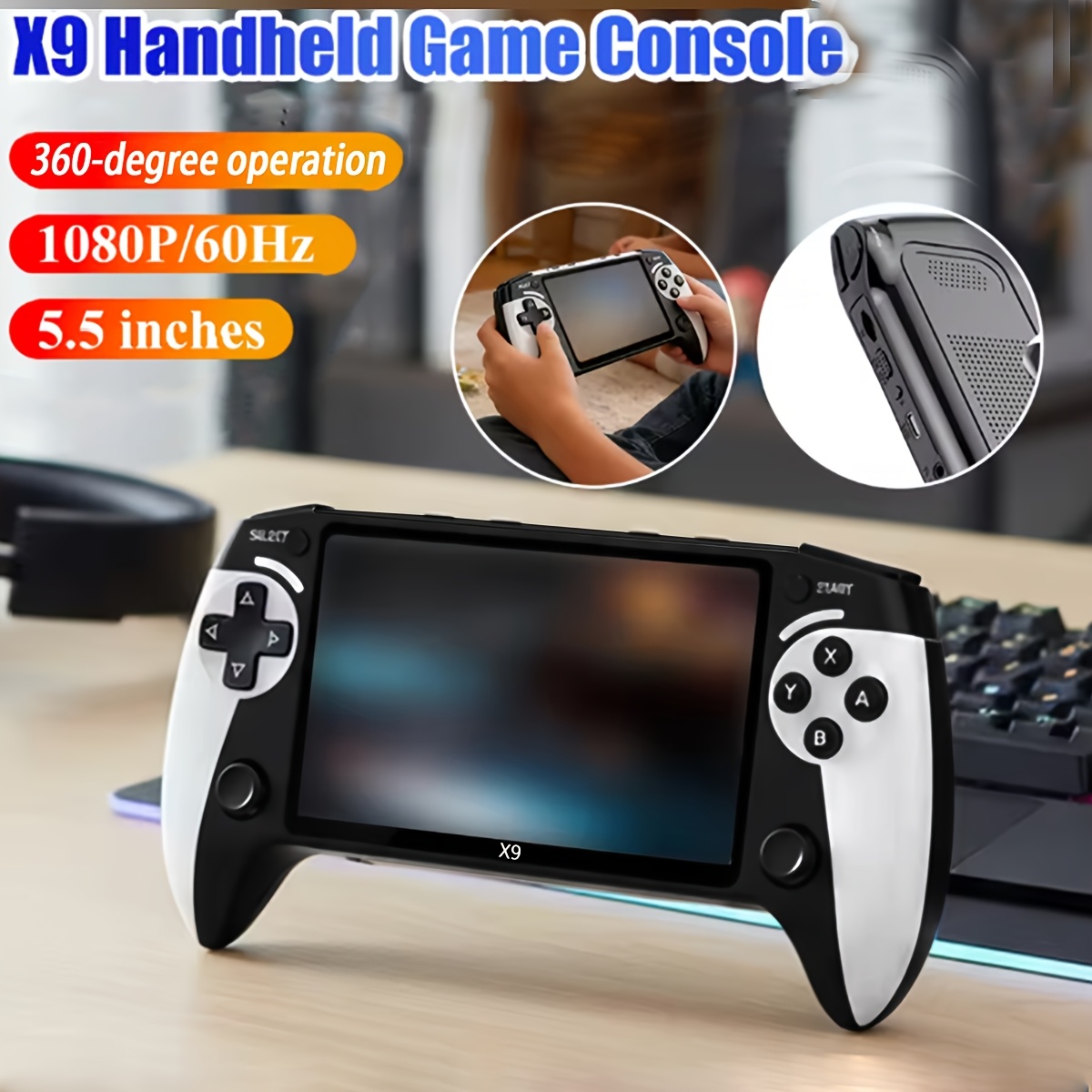 A Portable Gaming Device with an IPS Display, Featuring a Sleek Rectangular Shape And an Ergonomic Design, Perfect for Birthday, Halloween, Or Christmas Presents