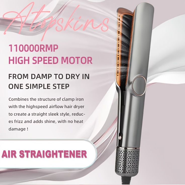 2-in-1 Stijltang & Föhn - Nat/Droog Gebruik met Hoge Luchtstroom, Snelle Opwarming, Geen Hittebeschadiging Geschikt voor Nat/Droog Haar, EU Stekker (Compatibel met Europese Stopcontacten)