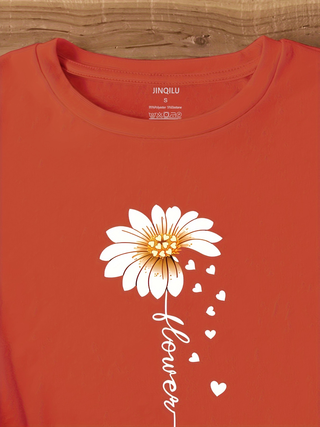 faith letter flower print t shirt casual short sleeve crew neck top womens clothing valentines day Product details 17