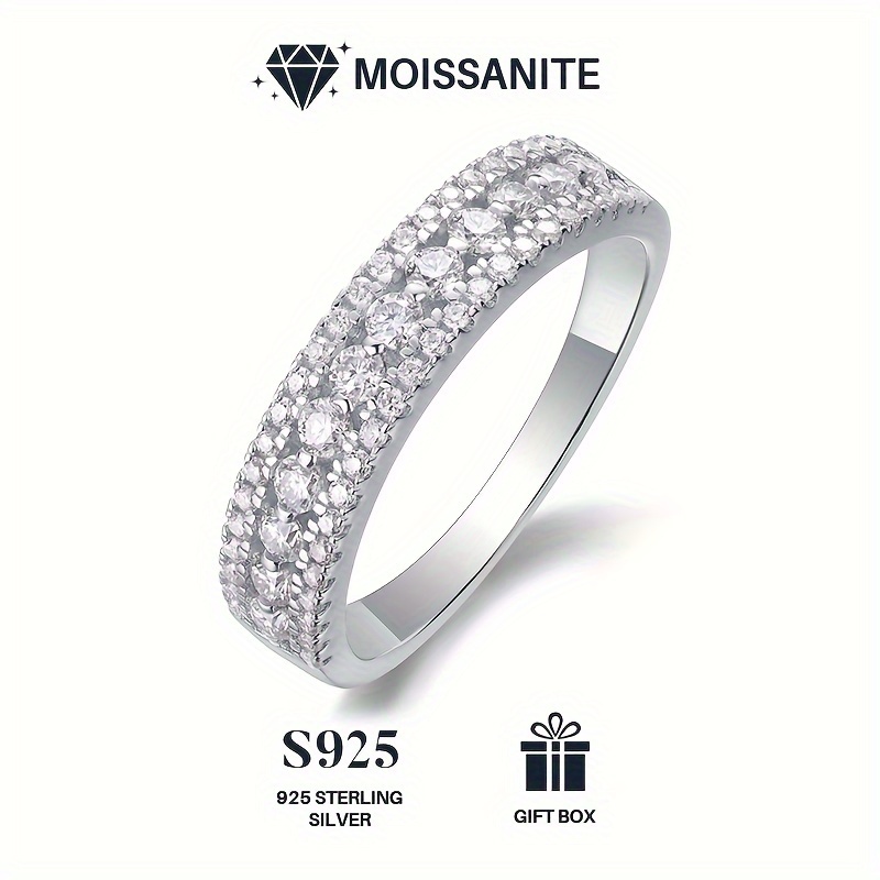 

Moissanite Ring, 925 Sterling Silver & 18k Gold Plated, Men's, Women's, Wedding Ring, Perfect Unisex Gift For Everyday & Milestones