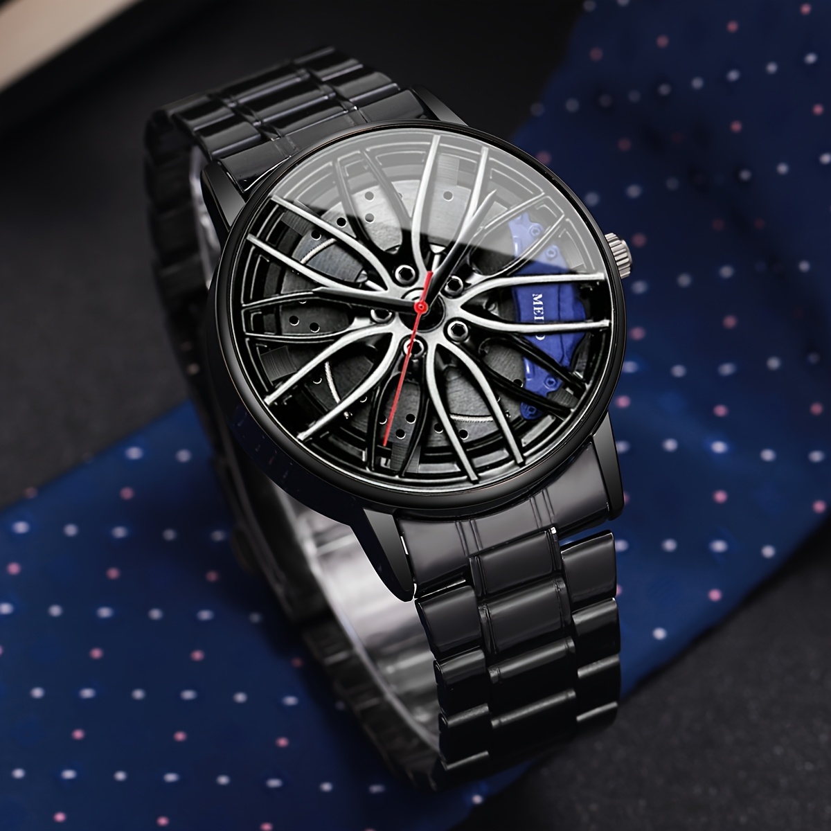 mens trendy watch with a   wheel dial casual sports quartz wristwatch 1pc set does not   a watch box details 1