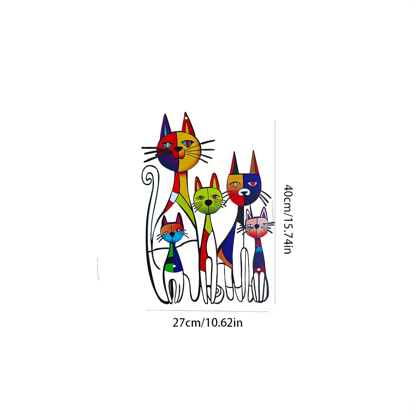 E-shop Katzen-Wandkunst Deko Eisen-Wandskulptur für Katzenliebhaber, 10,6 x 15,7 Zoll Farbenfrohes Mittelalterliches Katzen-Vintage-Schild