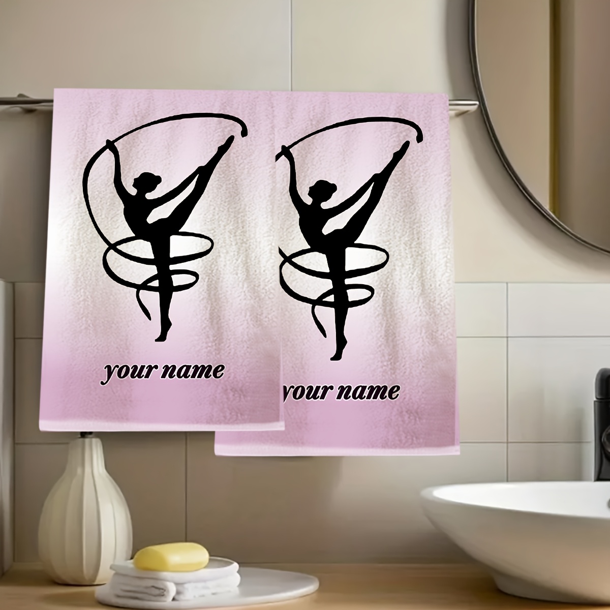 TEMU 1 pz/2 pz, Asciugamani personalizzati con e motivo a tema sportivo e ginnastica, asciugamani per il , stampa piatta 2D, 23.62�15.74 pollici,