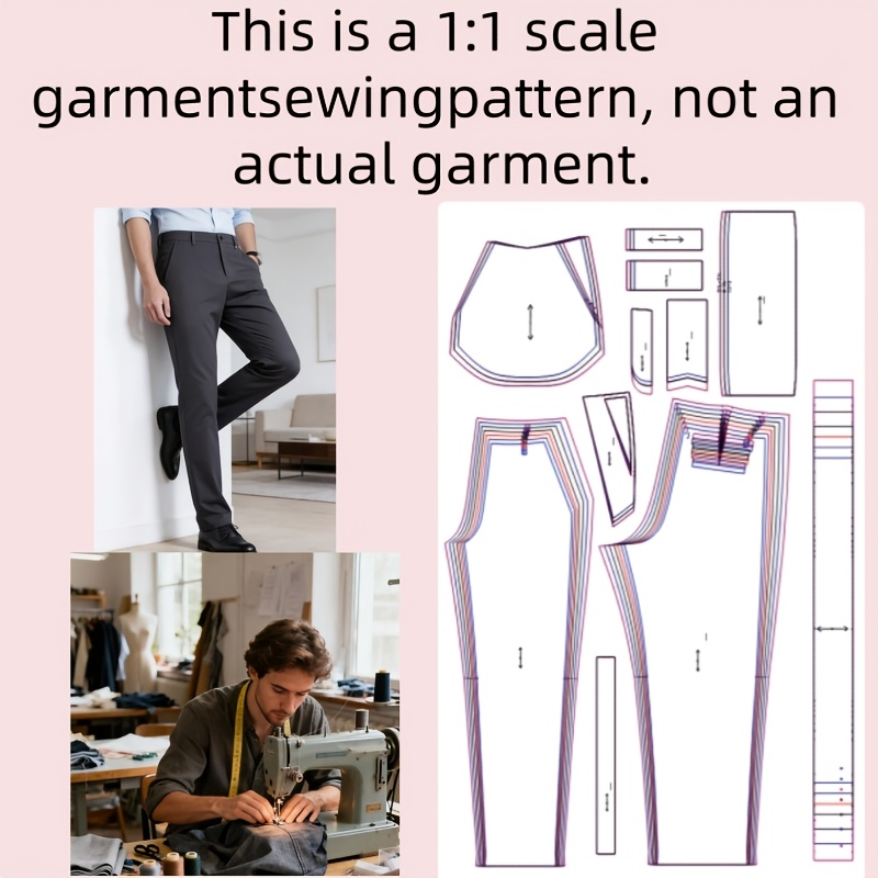 TEMU 's Fashion Minimalist Style Pants Sewing Pattern ( A Pattern, Not A Finished Garment) Suitable For Your Fabrics To Create A Paper Pattern For
