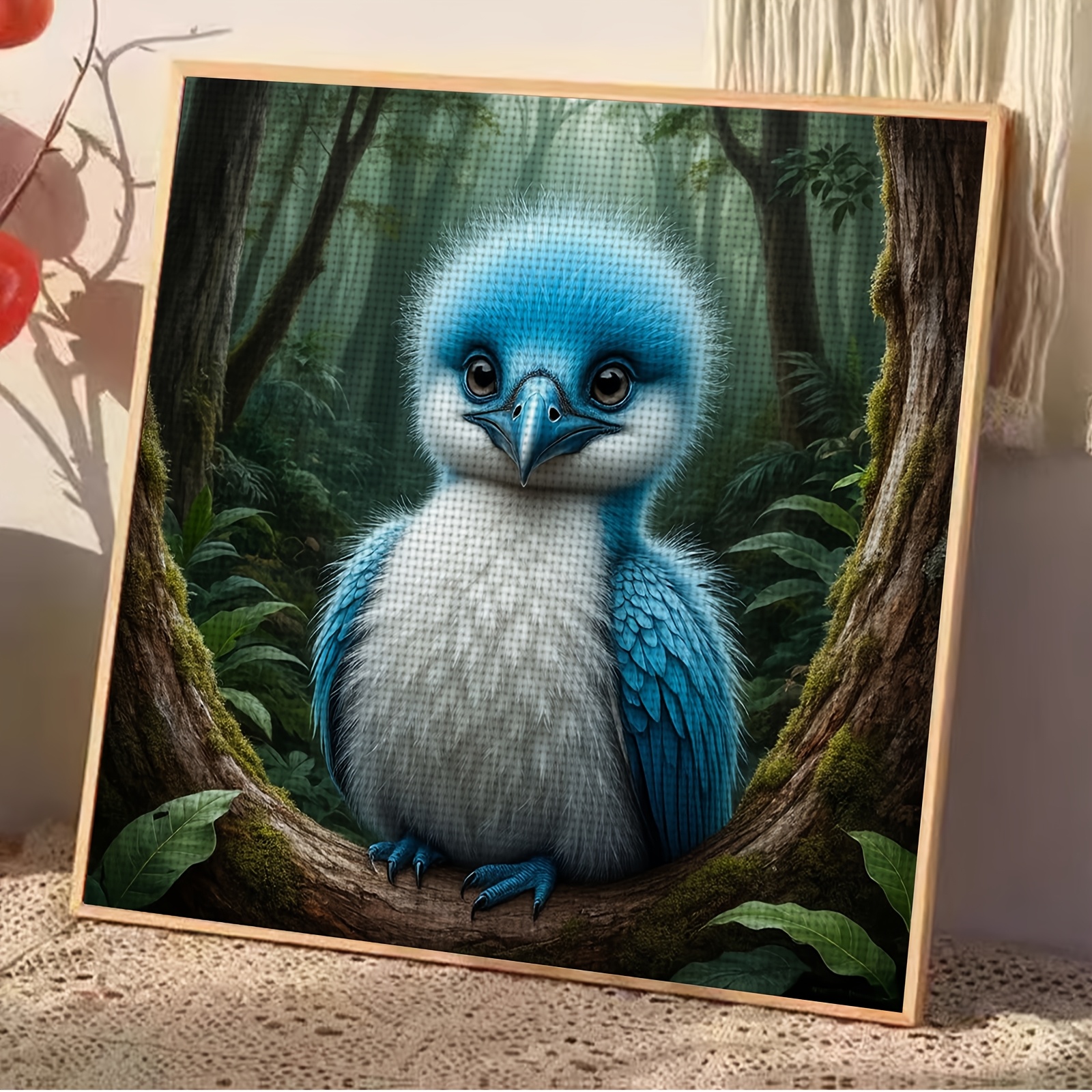 11CT Beginner Cross Stitch Kit with Blue and White Birds Design